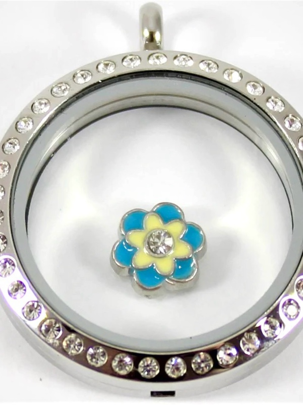 Origami Owl Silver Blue and Yellow Flower Charm